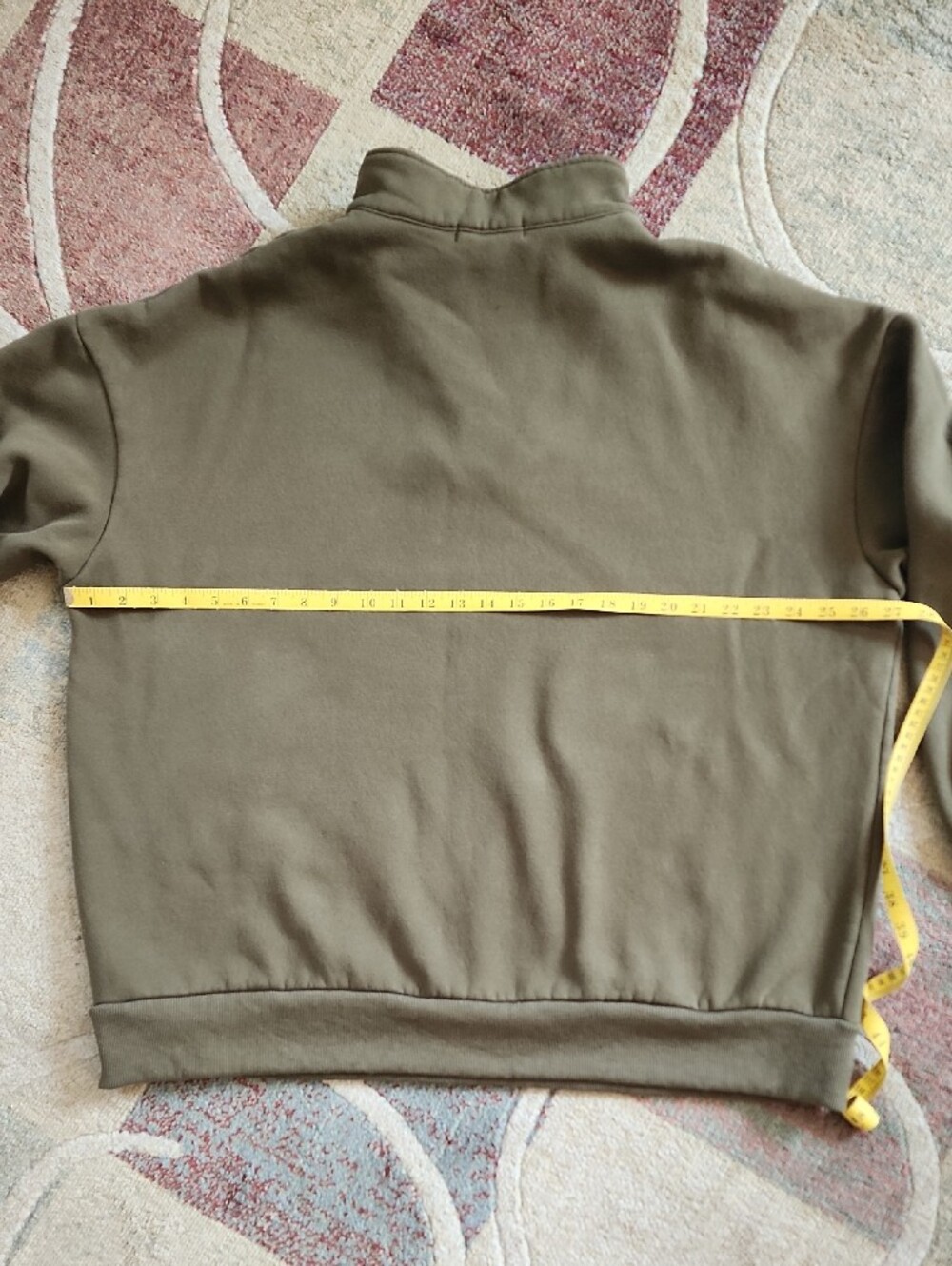 Women's/Men's Olive 3/4 Quarter-Zip Pullover Sweatshirt, 2XL - Picture 3 of 5